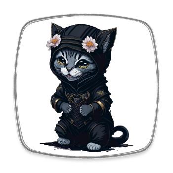 With this motif you will become a ninja - Square fridge magnet - white - Front