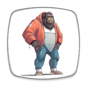 Streetart Gorilla Urban Rap Street Affe - Viereckiger Kühlschrankmagnet - Weiß - Vorne