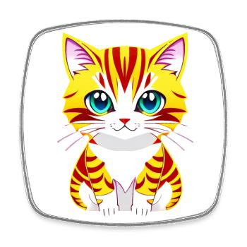 Adorable illustration d’un chat aux yeux bleus - Magnet carré - blanc - Devant