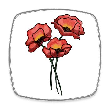 Mohnblumen - Viereckiger Kühlschrankmagnet - Weiß - Vorne