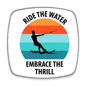 Water skis, water skis, water skiers - Square fridge magnet - white - Front