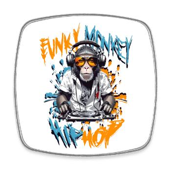 Monkey Hip Hop - Square fridge magnet - white - Front