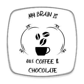 Kaffee Espresso Käffchen & Schokolade - Viereckiger Kühlschrankmagnet - Weiß - Vorne