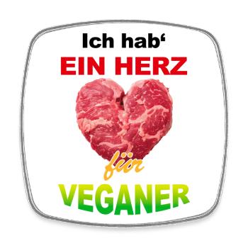 Ein Herz Für Veganer - dunkel - Viereckiger Kühlschrankmagnet - Weiß - Vorne
