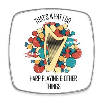 Harpe cadeau Instrument de musique musicien pincement - Magnet carré - blanc - Devant