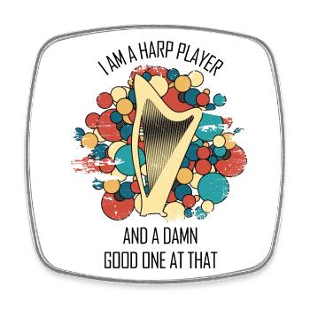 Harpe cadeau Instrument de musique musicien pincement - Magnet carré - blanc - Devant