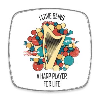 Harpe cadeau Instrument de musique musicien pincement - Magnet carré - blanc - Devant