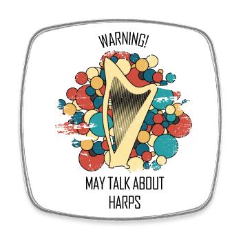 Harpe cadeau Instrument de musique musicien pincement - Magnet carré - blanc - Devant