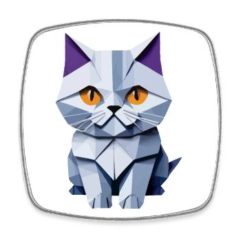Britisch Kurzhaar Katze Origami - Viereckiger Kühlschrankmagnet - Weiß - Vorne