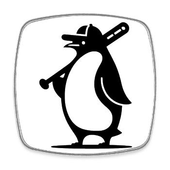 Penguin Baseball Player Silhouette - Square fridge magnet - white - Front