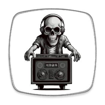 Skull Musicien - Magnet carré - blanc - Devant