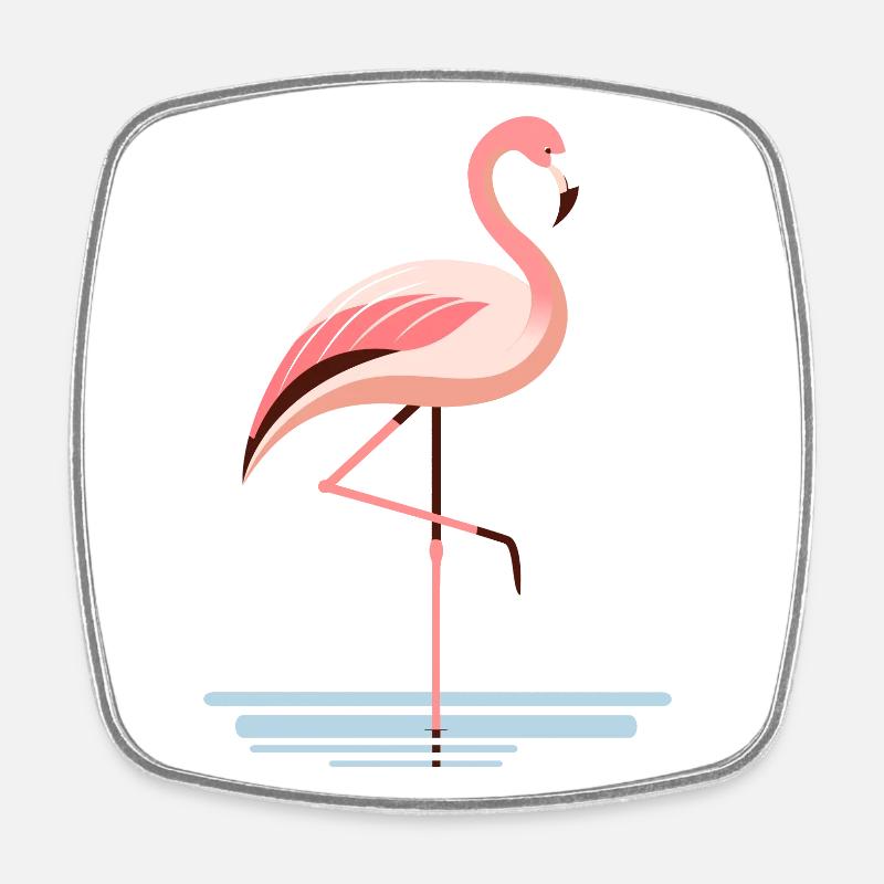 Flamingo in the water - Square fridge magnet - white