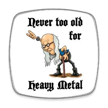 Heavy metal opa - Never too old for Heavy Metal - Square fridge magnet - white - Front
