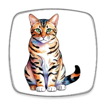 Bengalkatze Wasserfarben - Viereckiger Kühlschrankmagnet - Weiß - Vorne