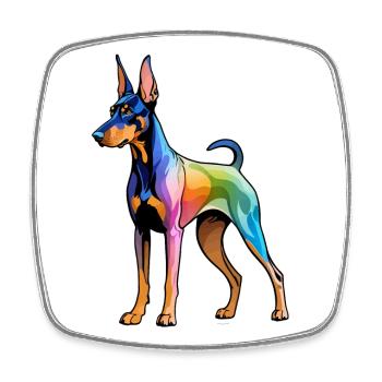 Dobermann Wasserfarben - Viereckiger Kühlschrankmagnet - Weiß - Vorne