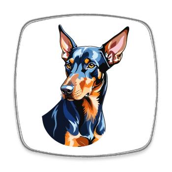 Doberman Watercolors - Square fridge magnet - white - Front