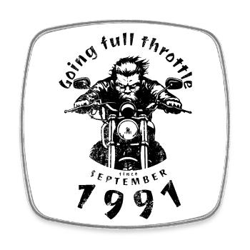33. Geburtstag Going full throttle since 09/1991 - Viereckiger Kühlschrankmagnet - Weiß - Vorne