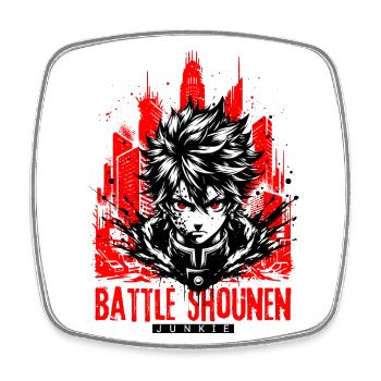 Anime Manga // Battle Shounen Junkie // AS006 - Square fridge magnet - white - Front