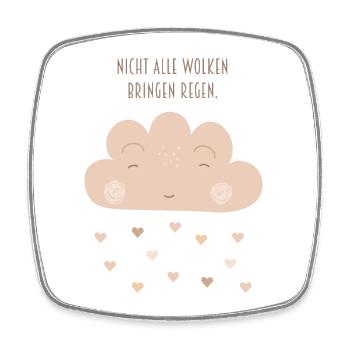Not all clouds bring rain beige boho hearts - Square fridge magnet - white - Front