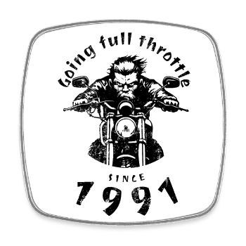 33. Geburtstag Going full throttle since 1991 - Viereckiger Kühlschrankmagnet - Weiß - Vorne