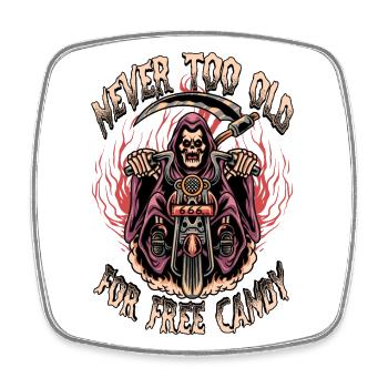 Halloween Moto Grim Reaper - Magnet carré - blanc - Devant