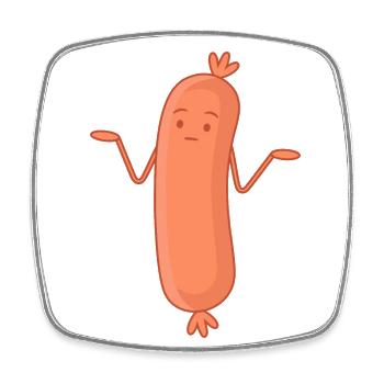 Lustige Bockwurst Achselzucken Wurscht Wurst Egal - Viereckiger Kühlschrankmagnet - Weiß - Vorne