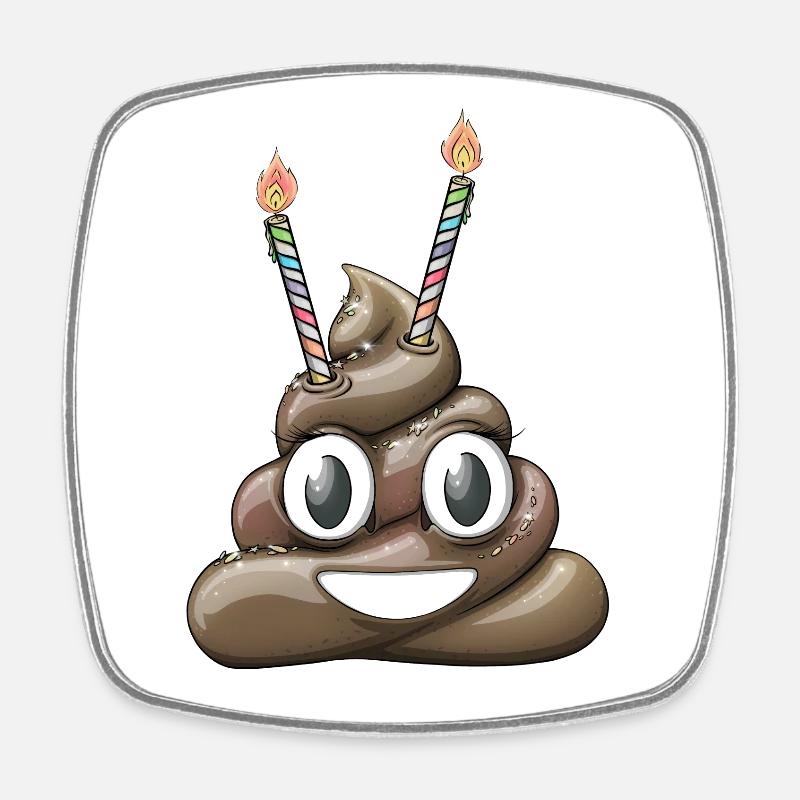Pile off Poo with two candles - Square fridge magnet - white
