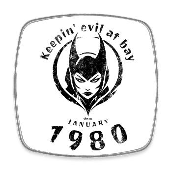 45. Geburtstag Keepin evil at bay since 01/1980 - Square fridge magnet - white - Front