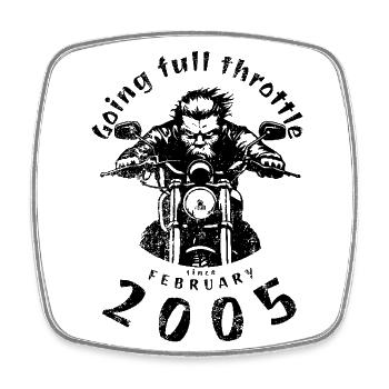 20. Geburtstag Going full throttle since 02/2005 - Viereckiger Kühlschrankmagnet - Weiß - Vorne