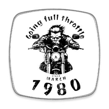 45. Geburtstag Going full throttle since 03/1980 - Viereckiger Kühlschrankmagnet - Weiß - Vorne
