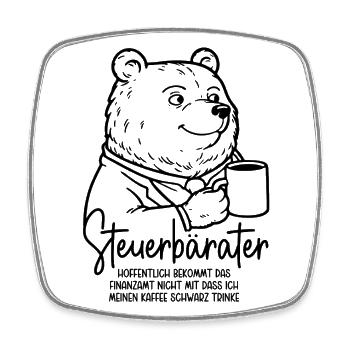 Steuerberater Bär Kaffeetasse Kaffee Steuerbärater - Viereckiger Kühlschrankmagnet - Weiß - Vorne