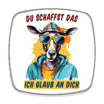 Du schaffst das! Ich glaub an dich! Glücksbringer - Viereckiger Kühlschrankmagnet - Weiß - Vorne