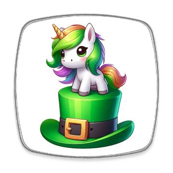 Süßes Einhorn St. Patrick's Day Kleeblatt - Viereckiger Kühlschrankmagnet - Weiß - Vorne
