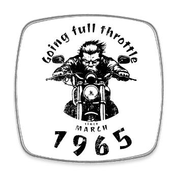 60. Geburtstag Tourne à plein régime depuis 03/1965 - Magnet carré - blanc - Devant