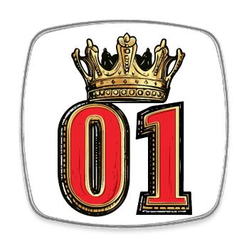 1 Couronne de chiffres - Magnet carré - blanc - Devant