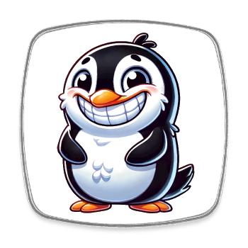Cute Penguin Cartoon Grin Laughing Joy - Square fridge magnet - white - Front