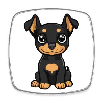 Doberman Chien Mignon - Magnet carré - blanc - Devant