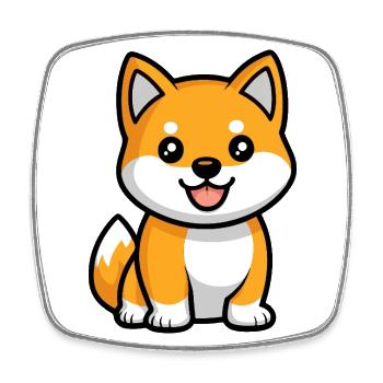 Shiba Inu Chien Mignon - Magnet carré - blanc - Devant