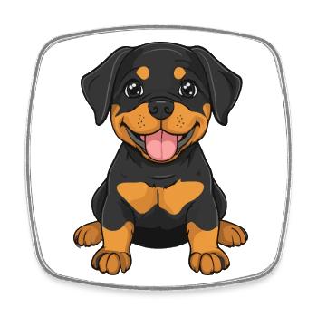 Rottweiler Hund Niedlich - Viereckiger Kühlschrankmagnet - Weiß - Vorne