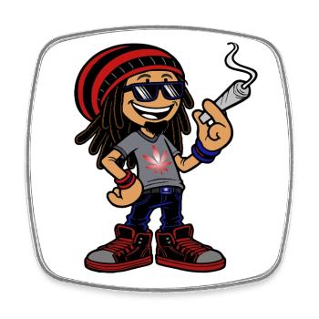Dreadlock Smoker - Stoned man - High & Happy - Viereckiger Kühlschrankmagnet - Weiß - Vorne