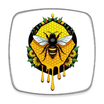 Abeille sur nid d’abeille - Magnet carré - blanc - Devant
