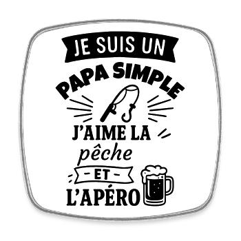 Papa simple pêche pêcheur cadeau fête des pères - Magnet carré - blanc - Devant