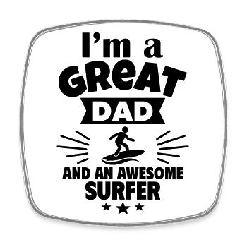 Je suis un papa formidable et un surfeur cool - Magnet carré - blanc - Devant