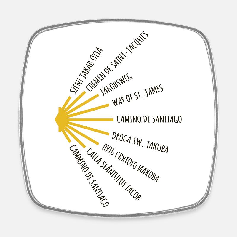 Le Chemin de Saint-Jacques-de-Compostelle compte de nombreuses langues - Chemin - Pèlerinage - Magnet carré - blanc