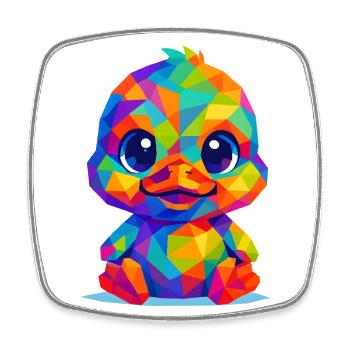 WPAP polygone style Kawaii animaux bébé canard poussin - Magnet carré - blanc - Devant
