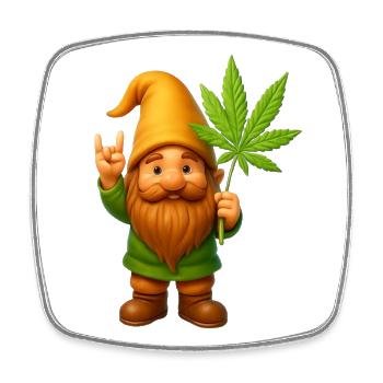 Rock on Zwerg mit Hanfblatt - Cannabis - Weed - Viereckiger Kühlschrankmagnet - Weiß - Vorne