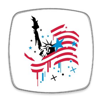 amerikanische Flagge und Freiheitsstatue - Viereckiger Kühlschrankmagnet - Weiß - Vorne