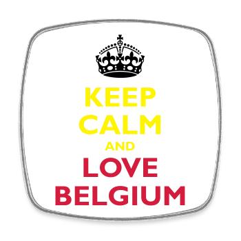 Keep Calm & Love Belgium - Viereckiger Kühlschrankmagnet - Weiß - Vorne
