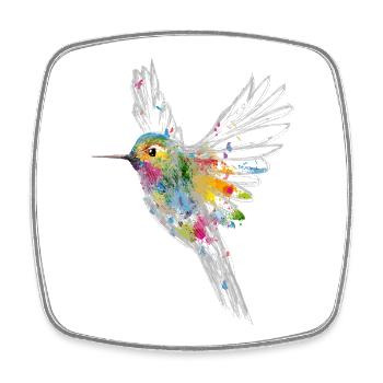 Hummingbird Watercolor Graffiti - Square fridge magnet - white - Front