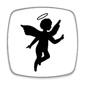 Little with halo - Square fridge magnet - white - Front